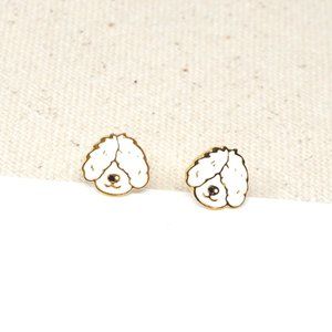 Old English Sheepdog Enamel Stud Earrings